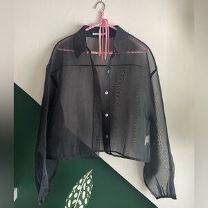 Oak + Fort sheer, puff sleeve button up